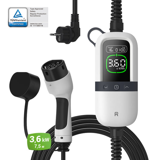 RHEIDON TECH 3,6kW Cargador Portátil Tipo 2 - 7,5m de Cable
